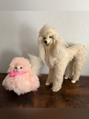 Vintage Barbie Pets Lot - 1984 Prince Poodle Dog & 1992 Tag Along Tiffy Kitty